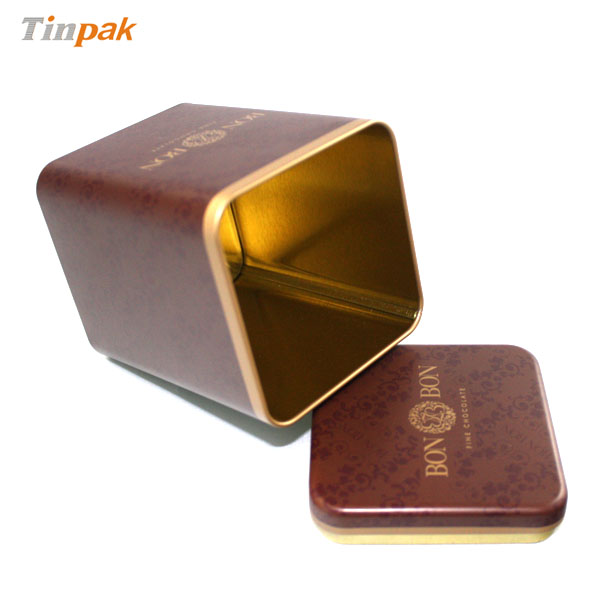 Square plug lid tea tin box