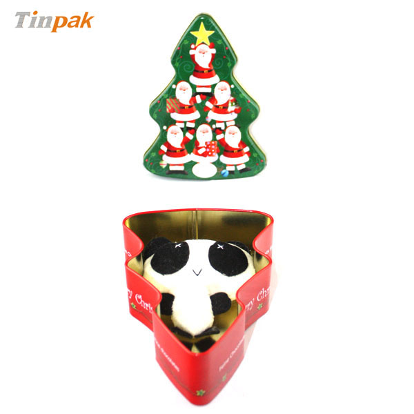 Christmas tree tin box