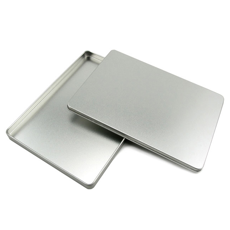 Rectangular hinged book tin case with window