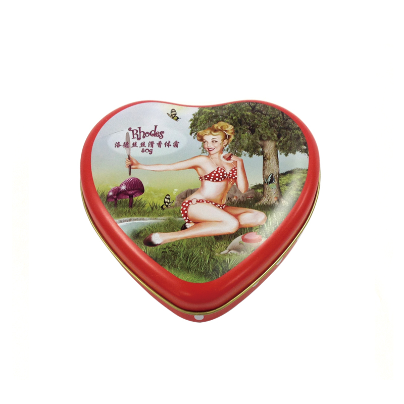 heart shape body cream tin 