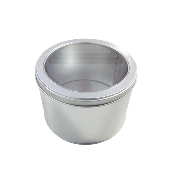 round cake tin with clear window