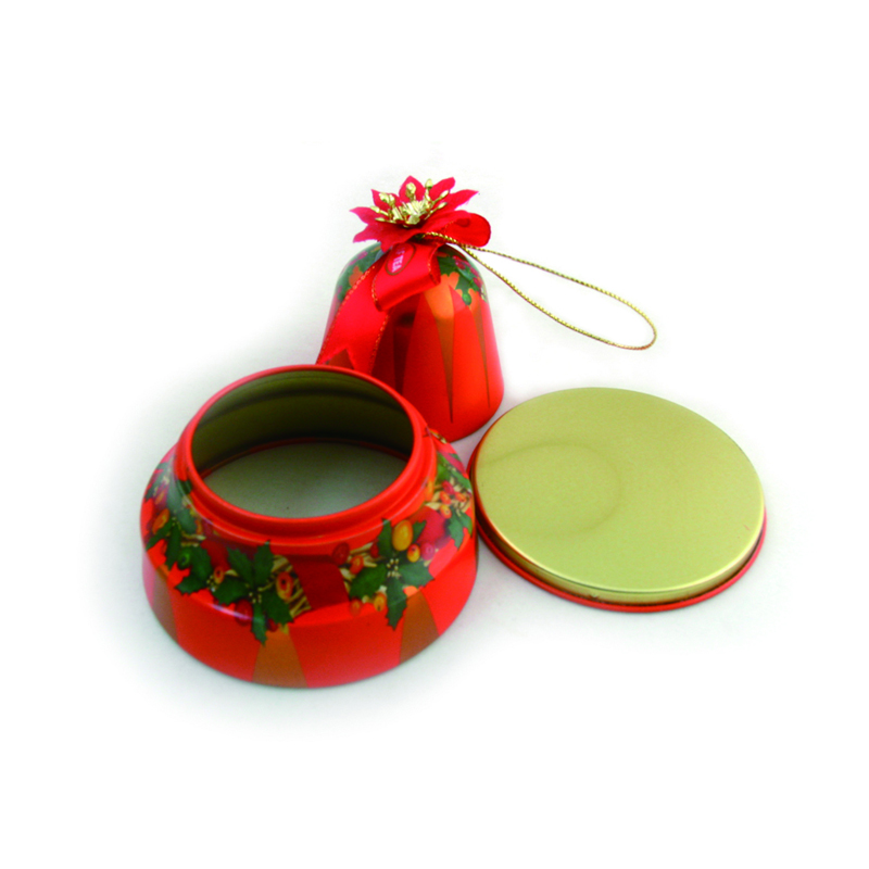 Christmas bell shape gift tin box 