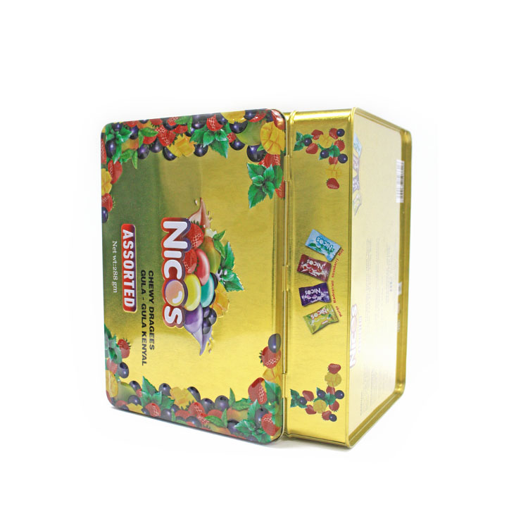 rectangular hinged candy tin factory