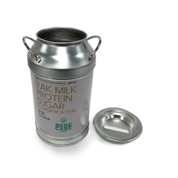 milk tin can with metal handle