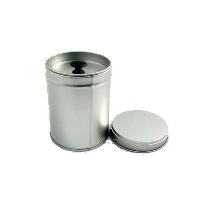 metal tea tin with inner lid and handle
