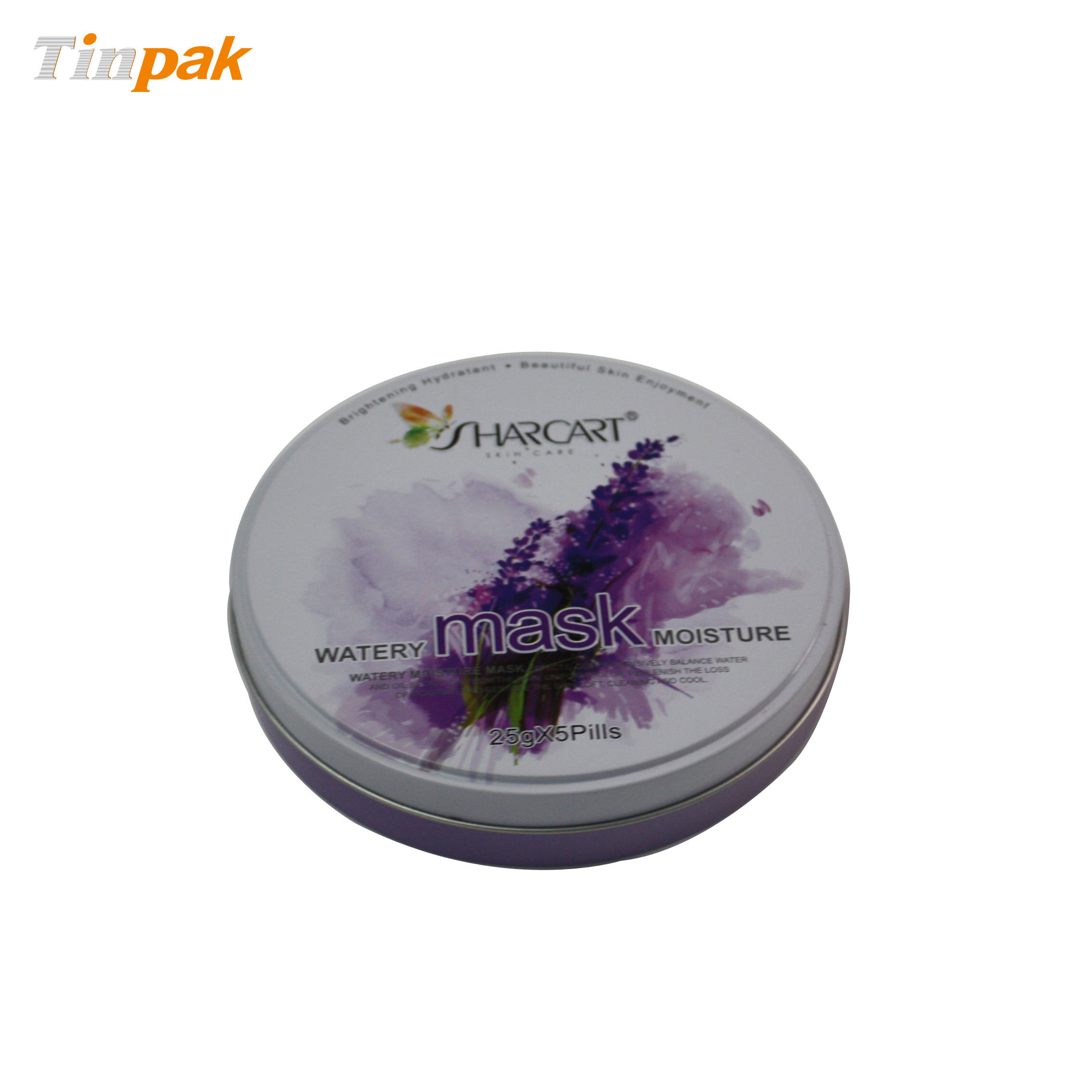 round facial mask tin