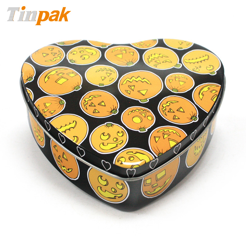 Halloween Pumpkin Heart Tins