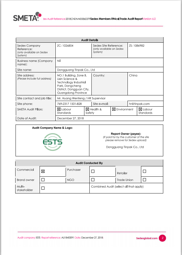 Sedex Audit Report