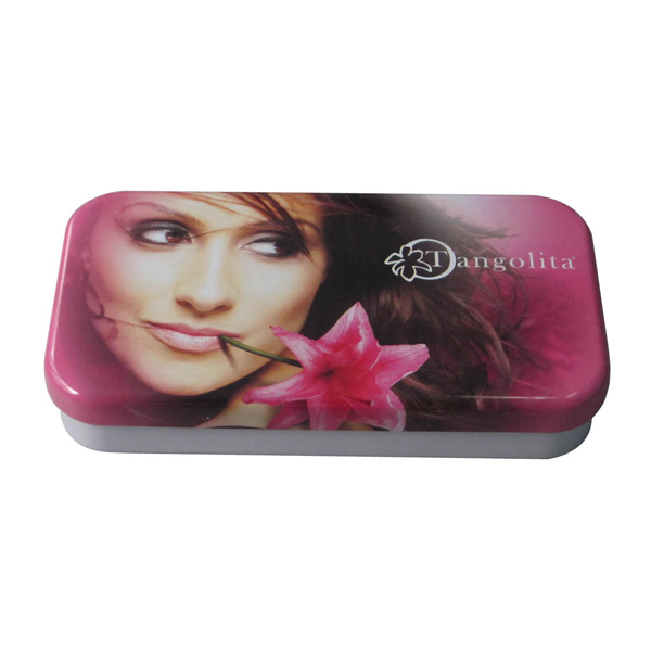 Cosmetics rectangular tin  with slip lid