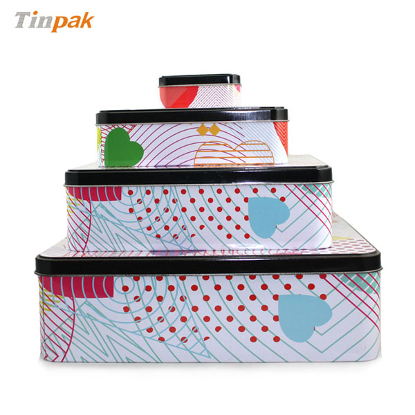 Stackable large square tin