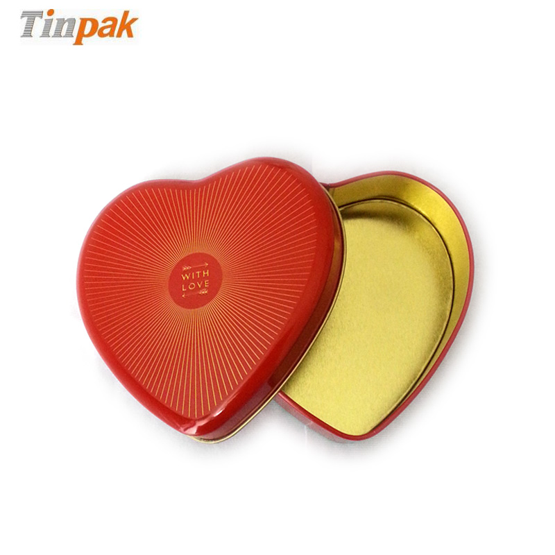 shinny love heart tin box