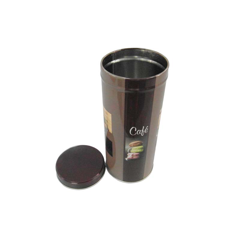 tall round coffee tin container