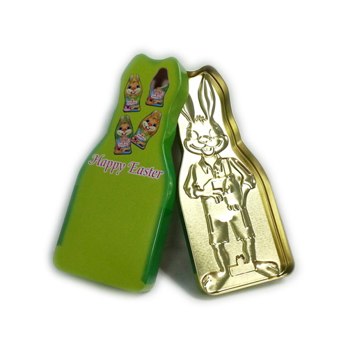 Happy Easter Bunny shaped chocolate tin box