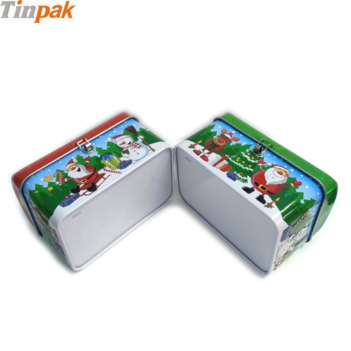 Xmas metal treasure tin box for candy with lock