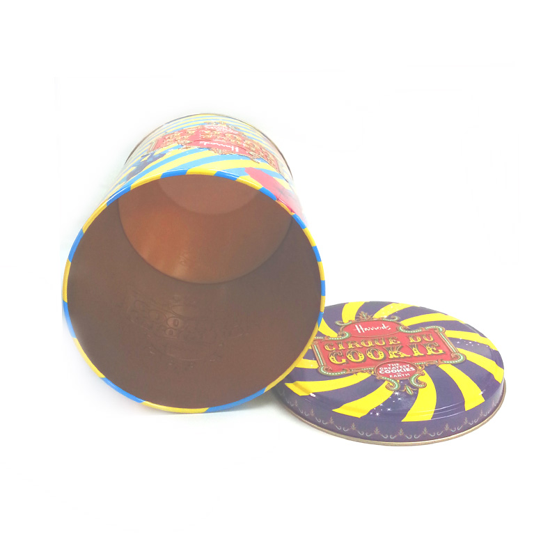 custom printed round metal cookie tin box