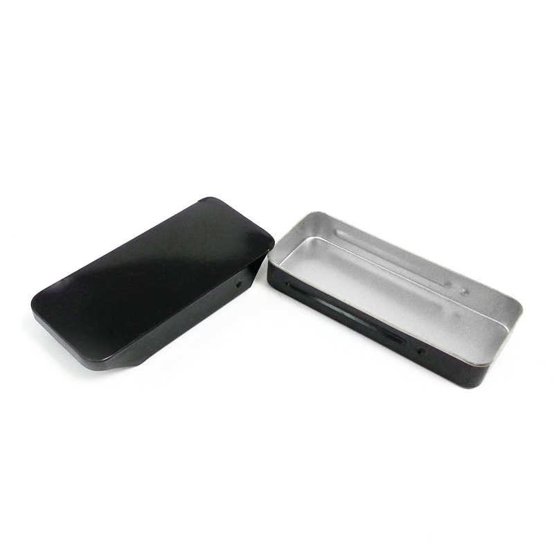 classical black color metal mint tin case with sliding lid