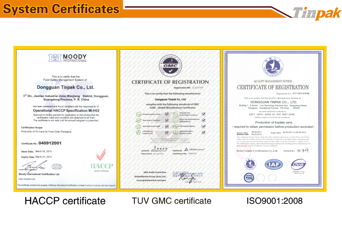 certificated Tinpak tin box manufacturer