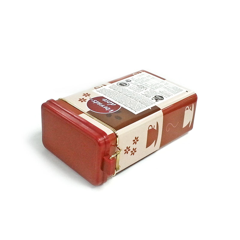 rectangular coffee tin container with airtight lid