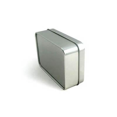 small metal silver plain rectangular tin box for wax pencil